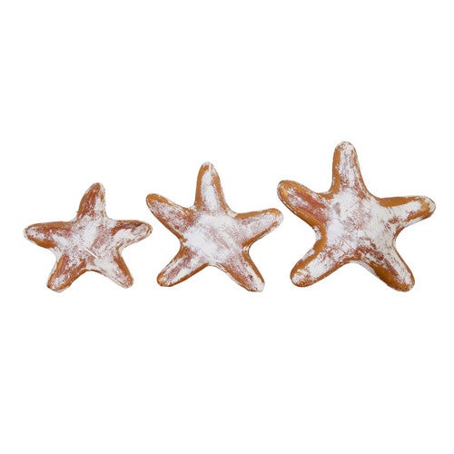 Whitewash Starfish Sculptures - Set of 3