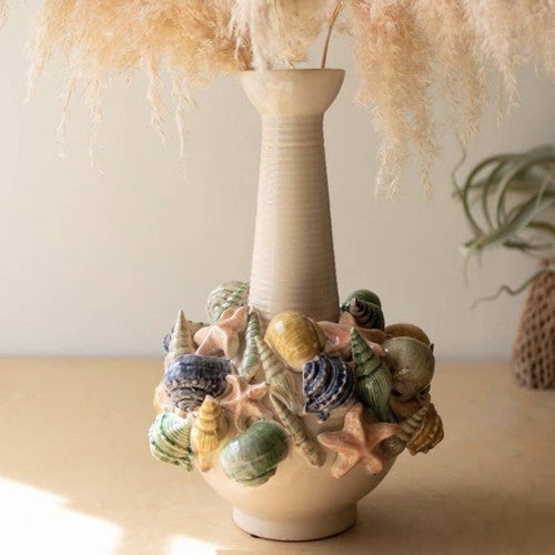 Multicolor Shells Ceramic Vase