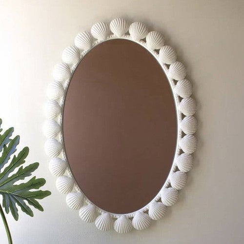 Seashell Array Oval Wall Mirror