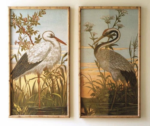 Sunset Marsh Heron Wall Art - Set of 2
