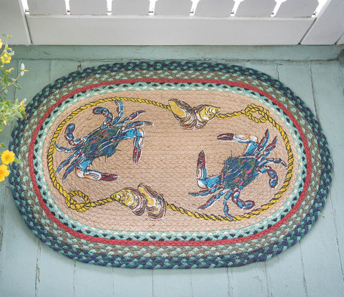 Blue Crab Oval Patch Rug