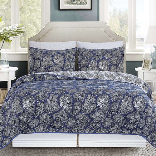 Coral Dreams Jacquard Coverlet Set - Full/Queen