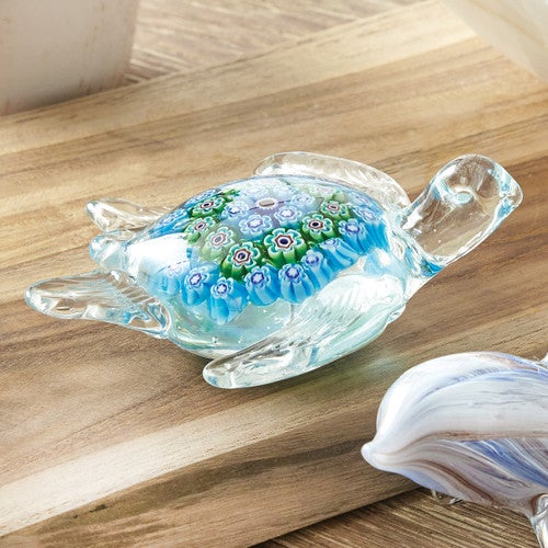 Aqua Sea Turtle Glass Sculpture