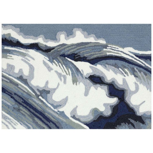 Coastline Curl Blue Indoor/Outdoor Rug - 3 x 4