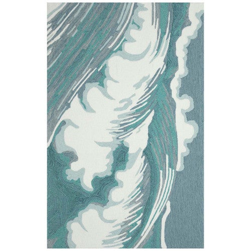 Coastline Curl Turquoise Indoor/Outdoor Rug - 8 x 10