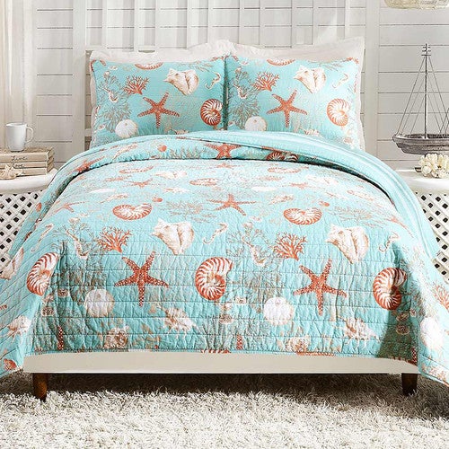 South Seas Starfish & Shells Quilt Set - Full/Queen