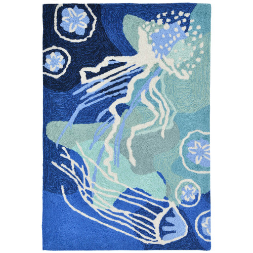 Blue Jellyfish Indoor/Outdoor Rug - 2 x 3