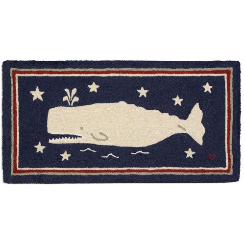 Whale Spout & Stars Hooked Rug - 2 x 4