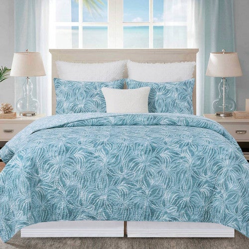 Blue Tropics Quilt Set - King