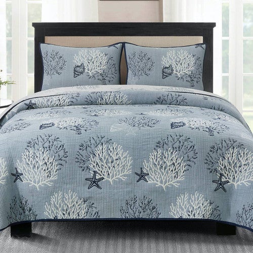 Cottage Coral Jacquard Coverlet - King