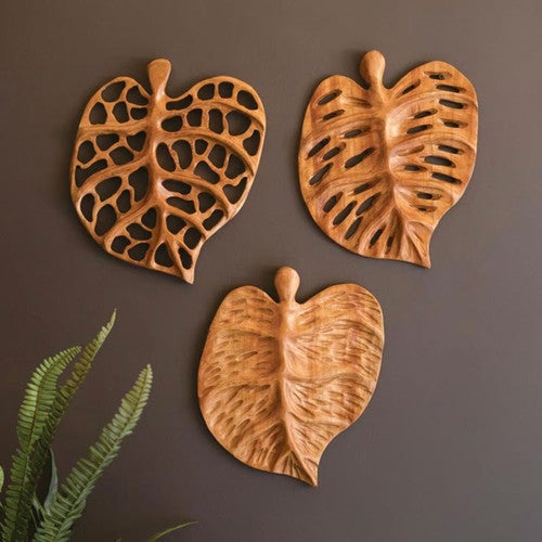 Teak Leaves Wall Decor - Set of 3