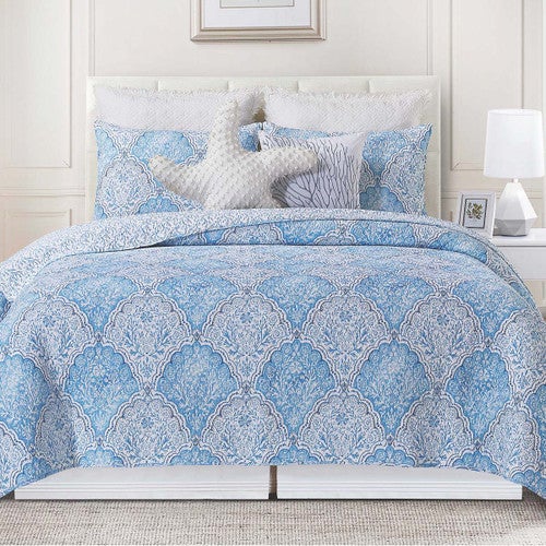 Seaside Azure Quilt Bed Set - Full/Queen