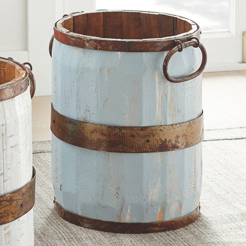 Coastal Gray-Washed Wood Bucket