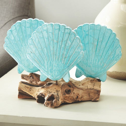 Scallop Trio Driftwood Sculpture