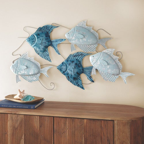 Blue Fish Harmony Metal Wall Art