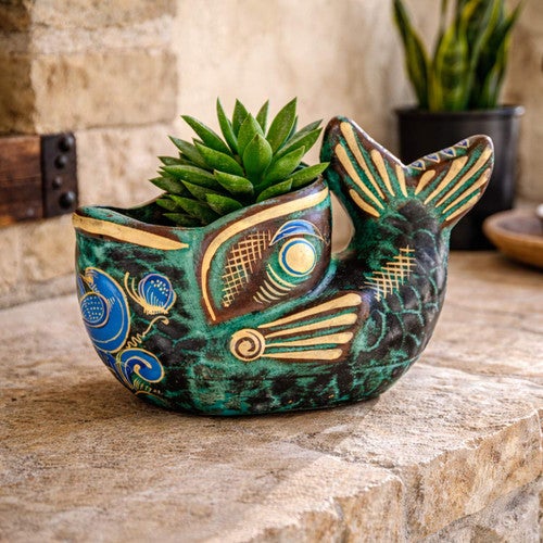 Tribal Bay Clay Fish Planter