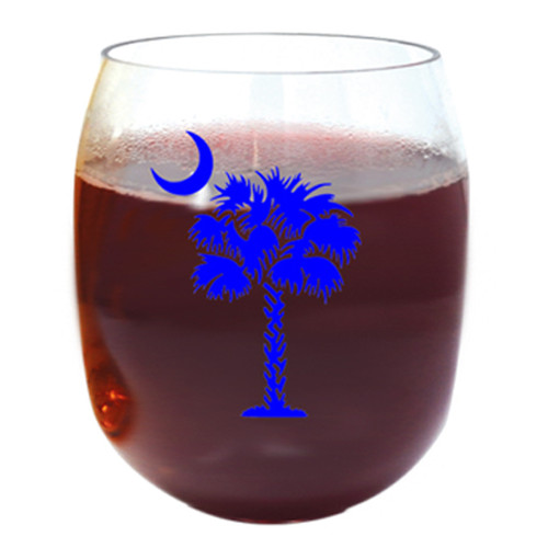 Blue Palm and Moon Wine Tumblers - Set of 4