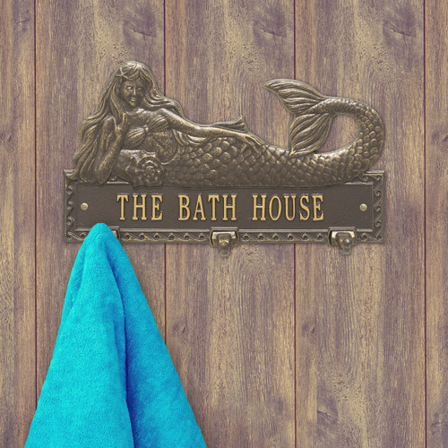 Bronze & Gold Personalized Mermaid Hook Plaque