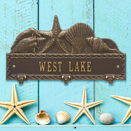 Bronze and Gold Personalized Sea Shell Hook Plaque