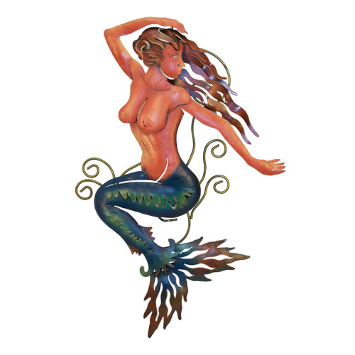 Brunette Mermaid Metal Wall Art