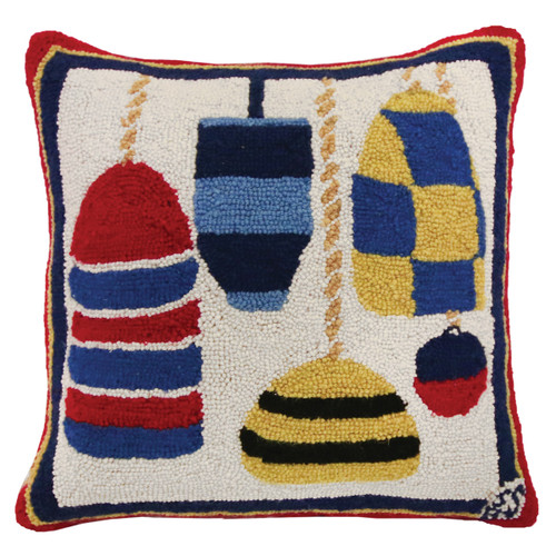 Buoys Hooked Wool Pillow