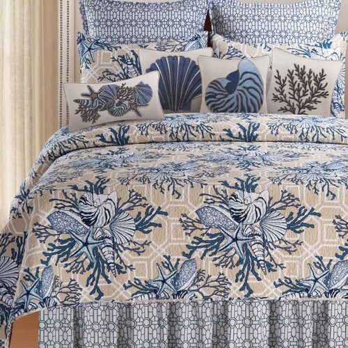 Blue Beach Shells Quilt Bedding Collection
