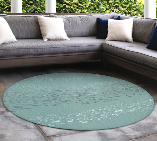 Cabo Fish Aqua Indoor/Outdoor Rug - 8 Ft. Round