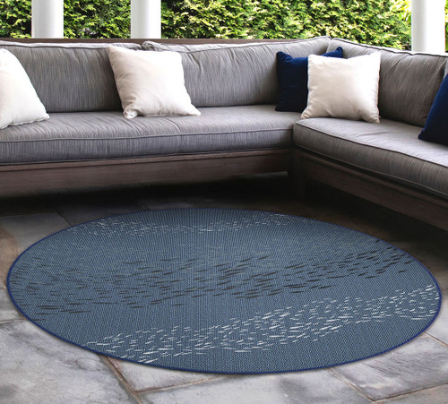 Cabo Fish Navy Indoor/Outdoor Rug - 8 Ft. Round