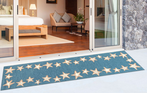 Carolina Starfish Aqua Indoor/Outdoor Rug - 2 x 8