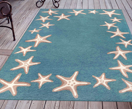Carolina Starfish Aqua Indoor/Outdoor Rug - 8 x 10