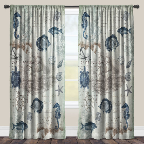 Carte Postale Sheer Window Panel - 84 Inch