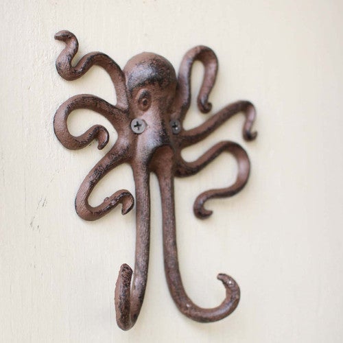 Cast Iron Octopus Wall Hooks - Set of 4