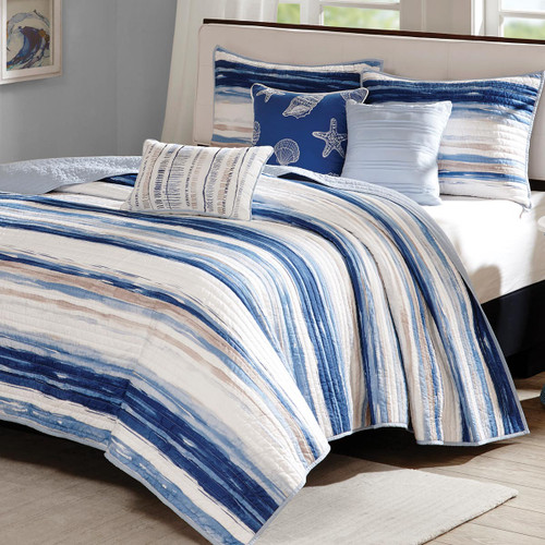 Catalina Shore 6 Piece Coverlet Bed Set - King/Cal King