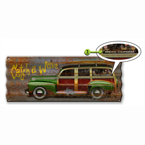 Catch a Wave Corrugated Metal Personalized Sign