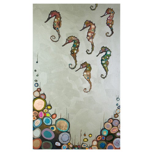 Colorful Seahorses Canvas Art