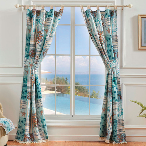 Coral Patches Lined Drapes
