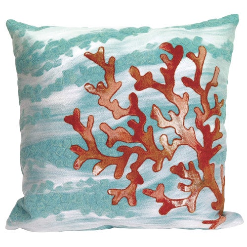 Coral Wave Aqua Pillow - 20 x 20