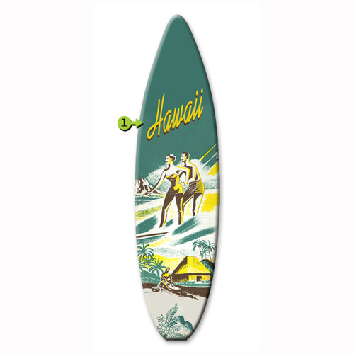 Couple Surfing Surfboard Wood Personalized Sign - 12 x 44