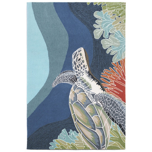 Deep Swim Turtle Indoor/Outdoor Rug - 8 Ft. Round