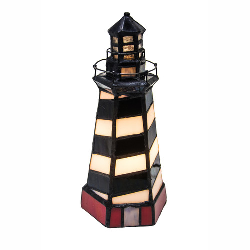 Diagonal Striped Stained Glass Lighthouse Accent Lamp