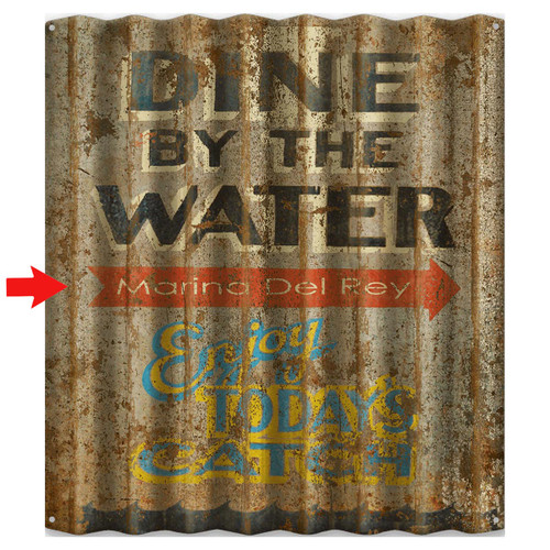 Dine by the Water Personalized Corrugated Metal Sign