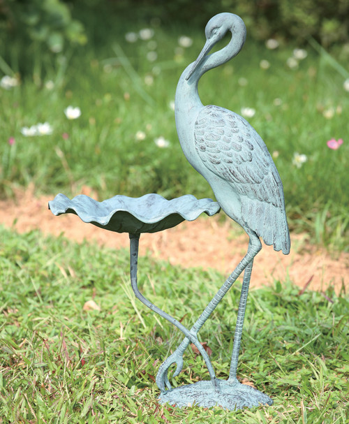 Elegant Crane Birdbath