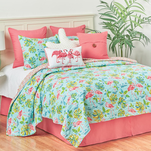 Flamingo Tropics Quilt Bed Set - Full/Queen