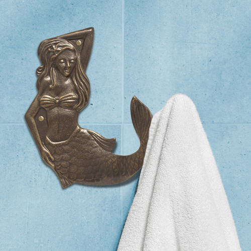 French Bronze Mermaid Towel Hook - Right Facing