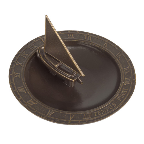 French Bronze Sailboat Sundial Birdbath