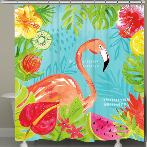 Fruit & Flamingos Shower Curtain
