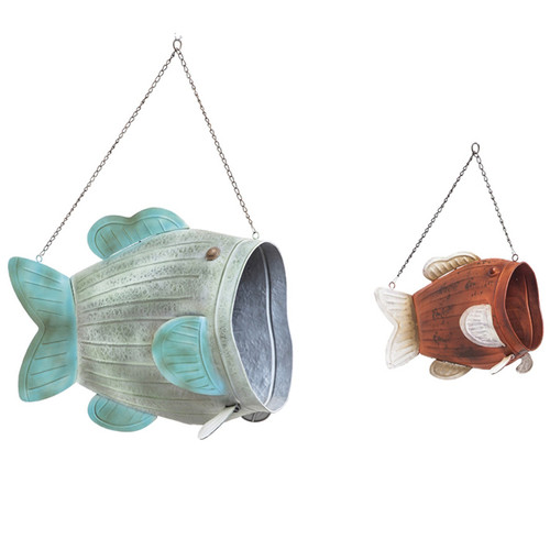 Hanging Metal Fish Planters - Set of 2 - OUT OF STOCK UNTIL 11/11/2025