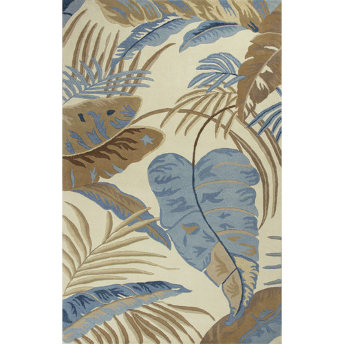 Havana Ivory and Blue Rainforest Rug - 3 x 4