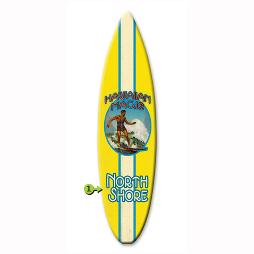 Hawaiian Magic Surfboard Wood Personalized Sign - 12 x 44