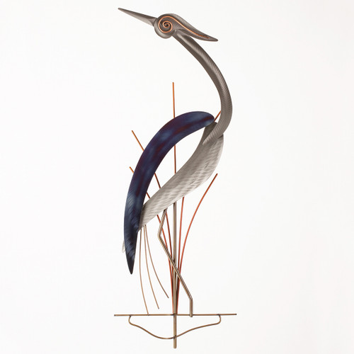 Hypnotizing Heron Metal Wall Art - Left Facing - OVERSTOCK
